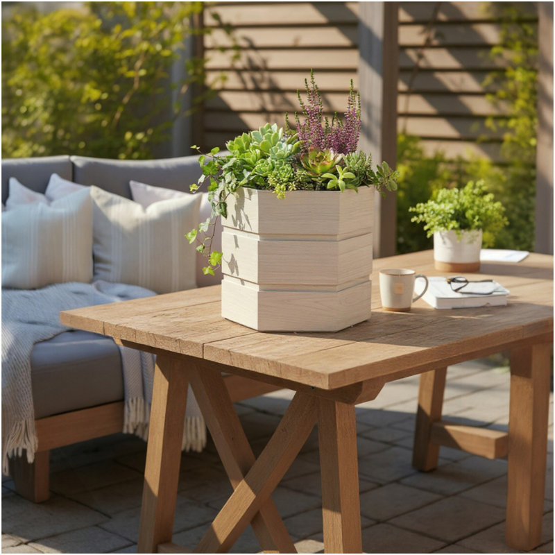 Grand pot à fleurs Hexagon Terrace - Brun cendré, Brun cendré, H 14,25 po x l 14,88 po x P 16 po
