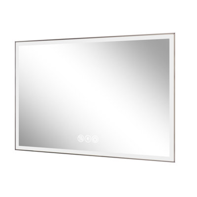 48*32In Fog Bathroom Mirror With Led, 3 Color Transformative Presentations Modern 48X32in, Led Framed, Fog, Changes