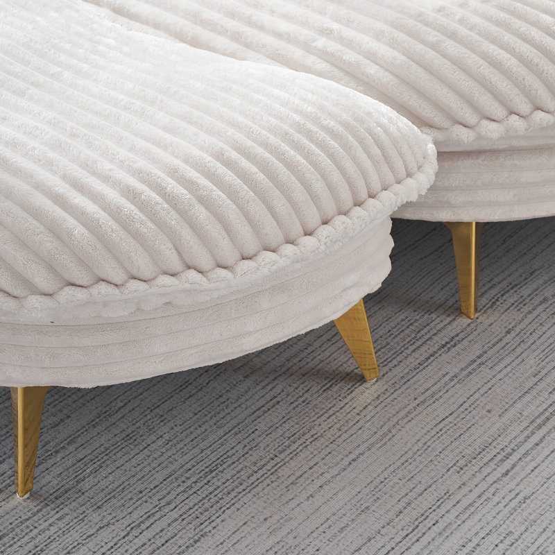 Chaise de bar surdimensionnée rembourrée avec chaise longue, Velours côtelé beige