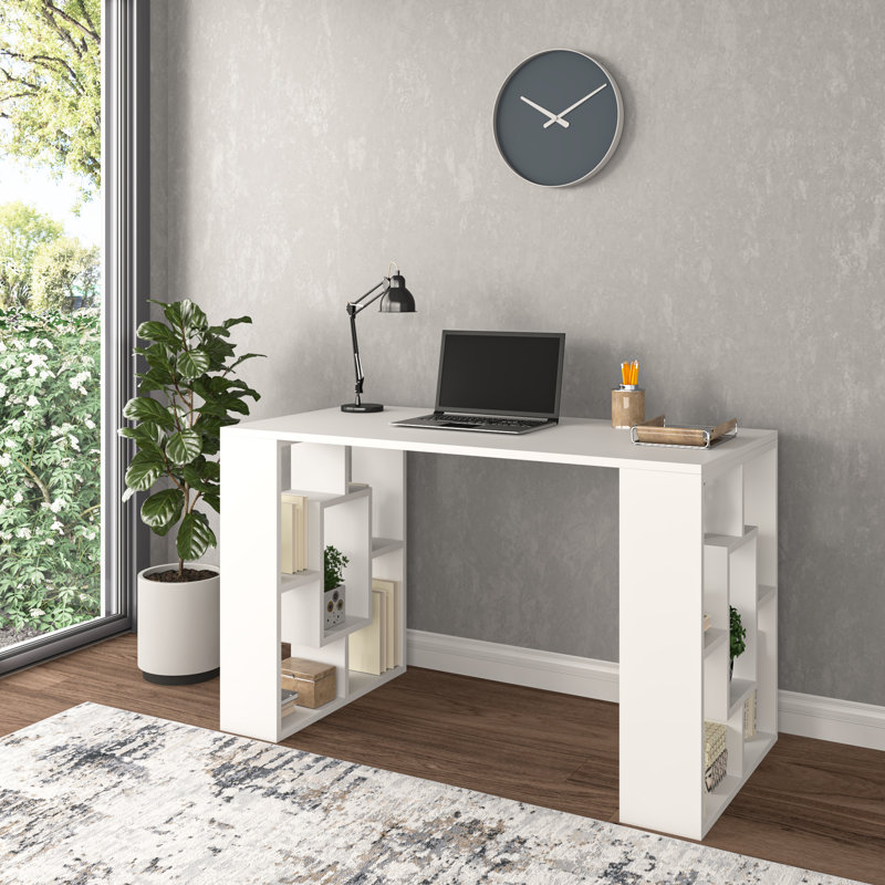 2 Tier Modern Desk, White