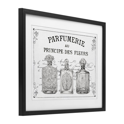 Reproduction sous verre rétro encadrée de parfumerie française, design par lettré et doublé