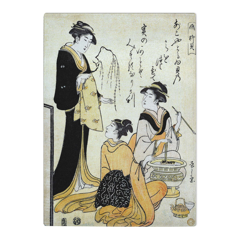 Tempered Glass the Willow Shell by Chobunsai Eishi Chopping Board, 20cm W x 28.5cm L