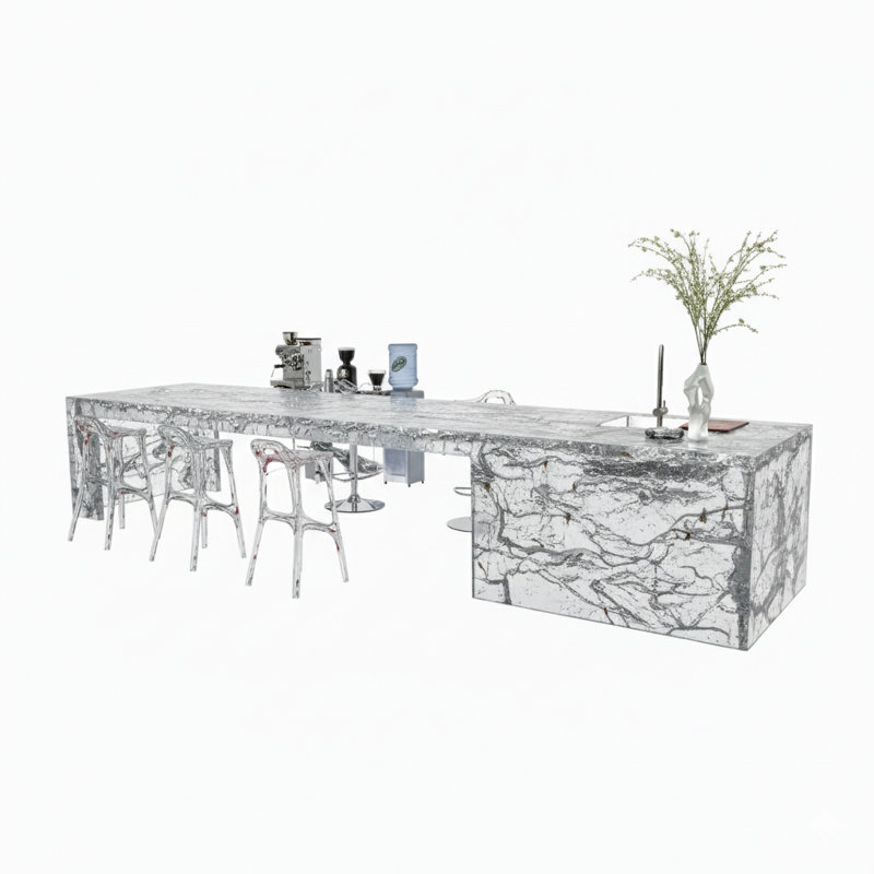 Îlot de cuisine de luxe avec plateau en verre Duite Luxury Ocean - Wave
