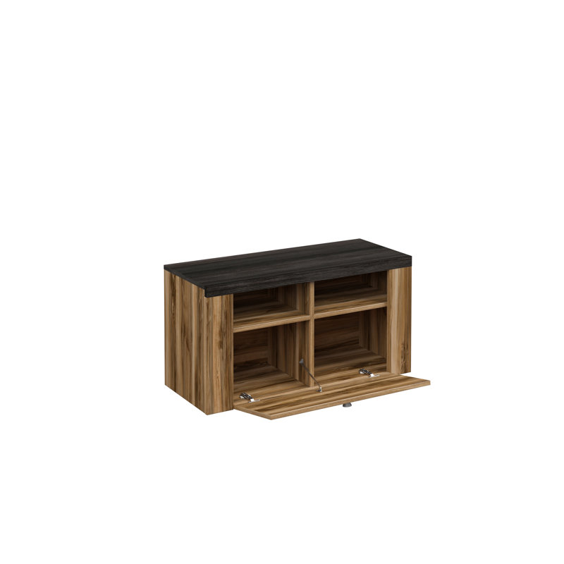 Joppatowne 6 Pair Shoe Storage Bench, Black/Light Oak