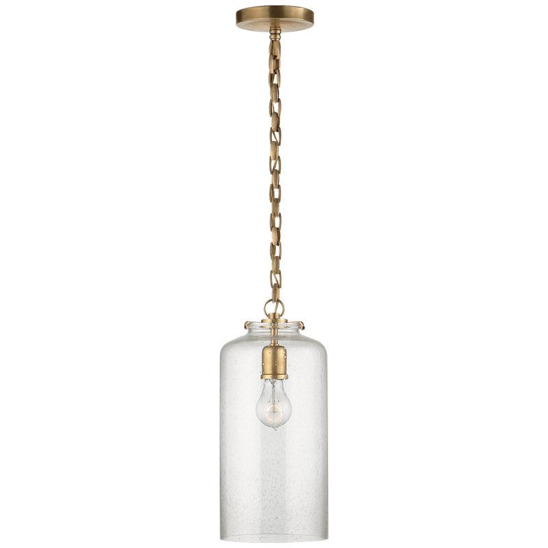 Thomas O'Brien Katie Cylinder Pendant, Seeded, Antique Brass