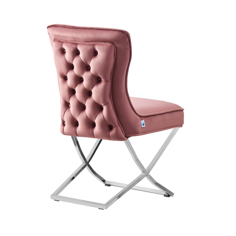 Yvelines Modern Velvet Dining Chairs - Ergonomic Velvet Upholstered Back with Golden Stainless Steel Frame - Side Chair for Kitchen Living Room Dining Room Set of 4