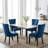 4-piece Velvet Dining Chair Set, With Pull Ring & Nailhead Trim, For Kitchen & Dining Room, Blue-344235565