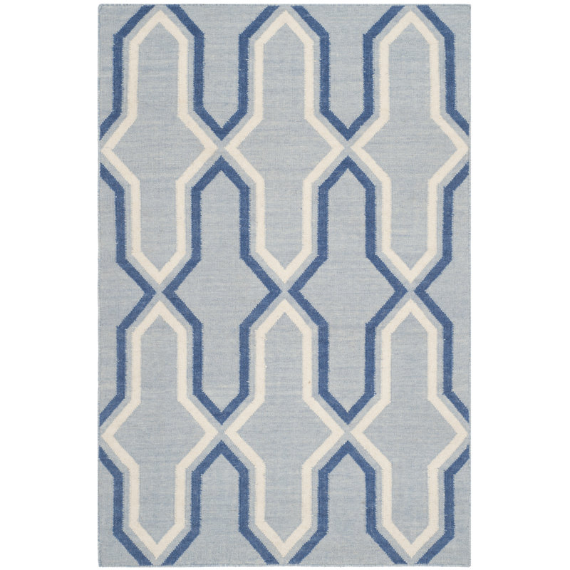 Leanne Geometric Wool Hand Woven Area Rug, Rectangle 152 x 244 cm