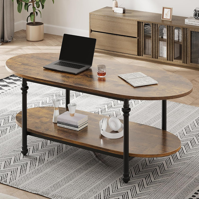 Table basse ovale unique de 47,2 po, Brun