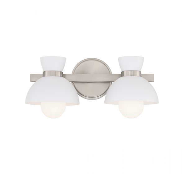 Karalana 2 Light Frosted Dimmable Vanity Light, Brushed Nickel