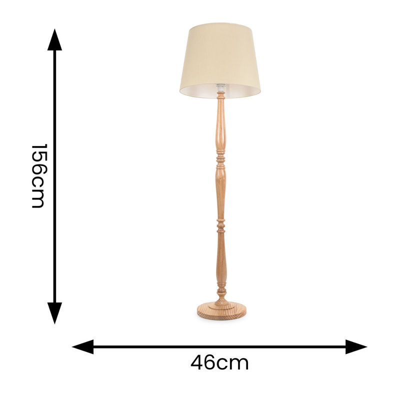 Arialdo 156cm Traditional Floor Lamp, Light Wood, Beige