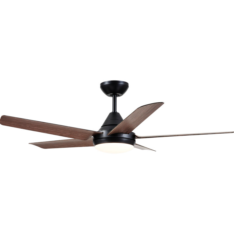 Ventilateur de plafond à DEL 47,96 po avec télécommande et ensemble d'éclairage inclus, Noir mat, Brun