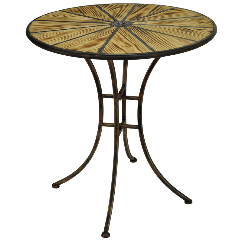 Round Solid Wood Outdoor Bistro Table - 70 cm W 70 cm D