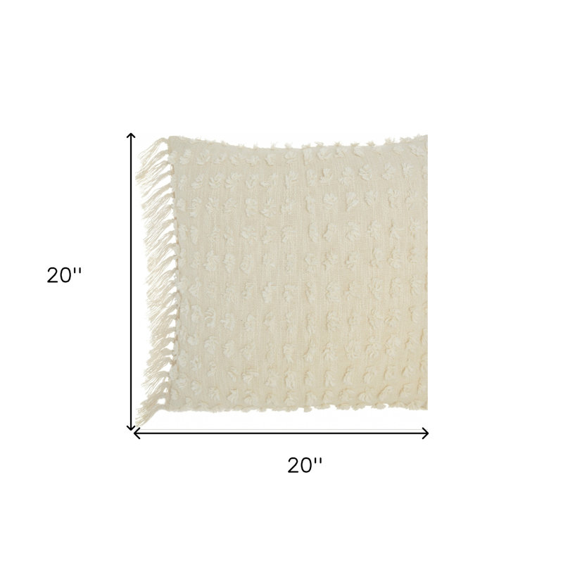 Coussin Tassel, Crème, H 5 po x l 20 po x P 20 po