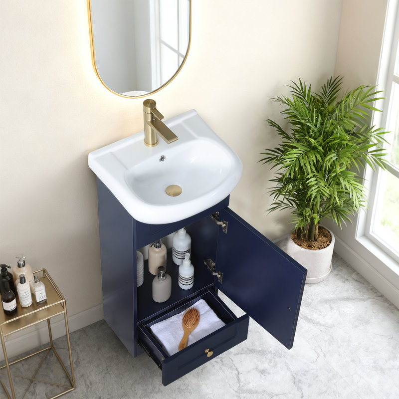 Mini meuble-lavabo simple 18 po avec comptoir en céramique 18 po, Bleu