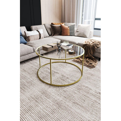 Startis Round Coffee Table Smoked Tempered Glass