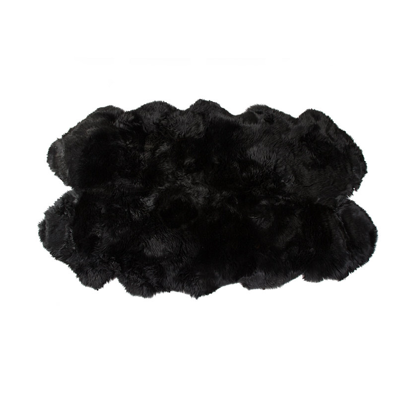 Tapis en peau mouton area black Gagnon, Nouveauté 4 pi x 6 pi