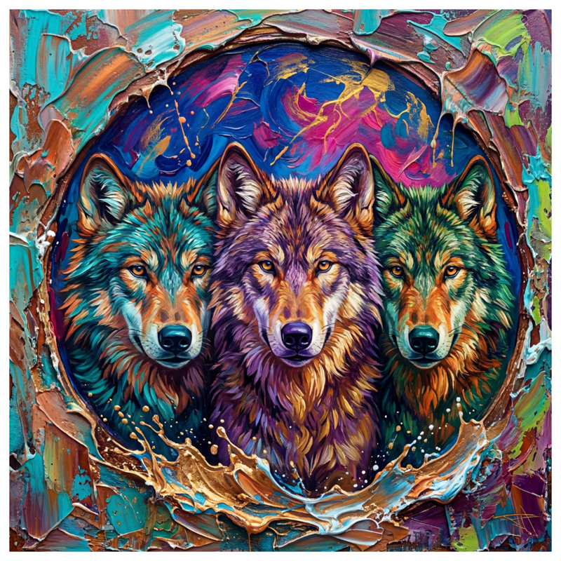 Three Wolves Painting Blankets, 50in W x 60in H