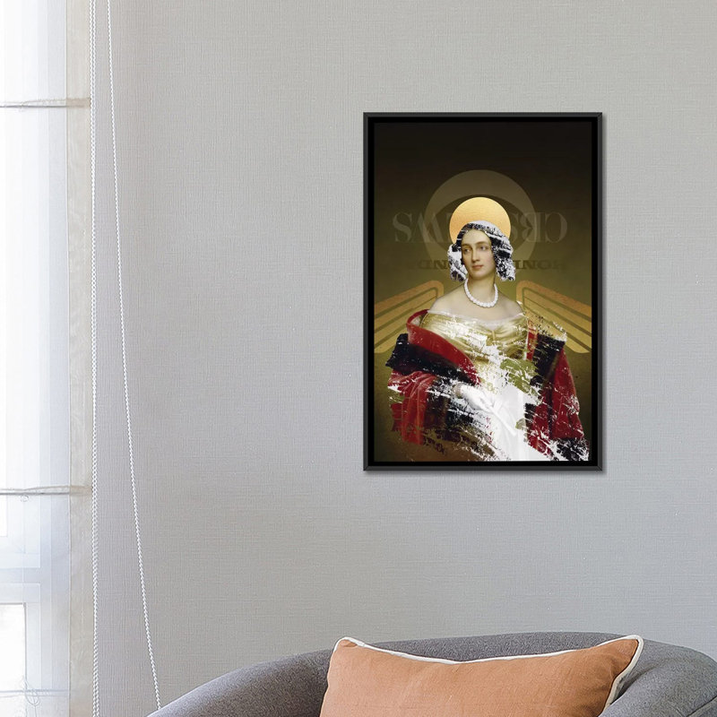 «Comment créer une divinité», impression sur toile, H 26 po x l 18 po x P 1,5 po, Toile encadrée noire, Pas de tapis