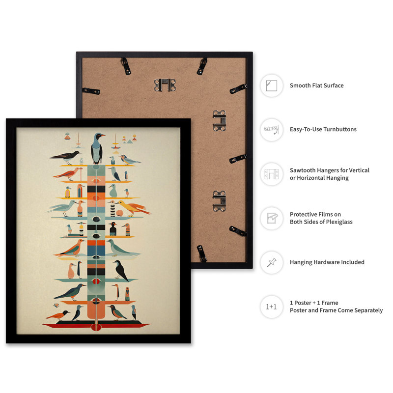 Tour des oiseaux, Black Framed, Poster, 24"H x 32"W