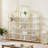 74.8 Inch 5 Tiers Office Bookcase Bookshelf, Display Shelf With Round Top, X Bar Frame