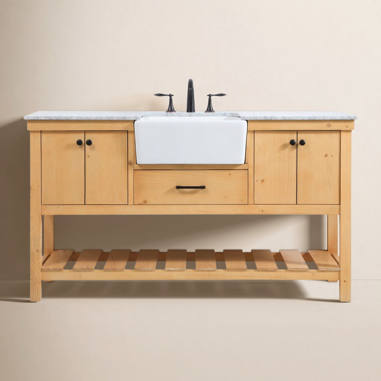 Pelaghia 60'' Single Bathroom Vanity, Natural Wood