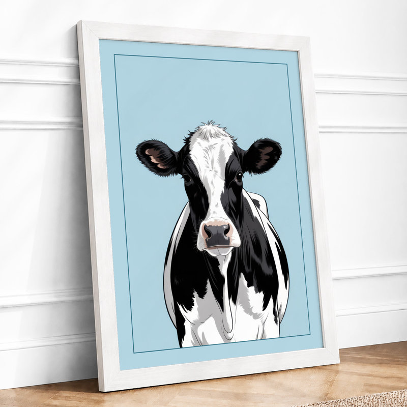 Cow's Gaze Modern - Framed Print, A4 - 29.7 x 21.0 cm, White