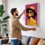 Woman in Yellow Pop Art 1 Piece Wrapped Canvas Wall Art-1420642583-1420642588