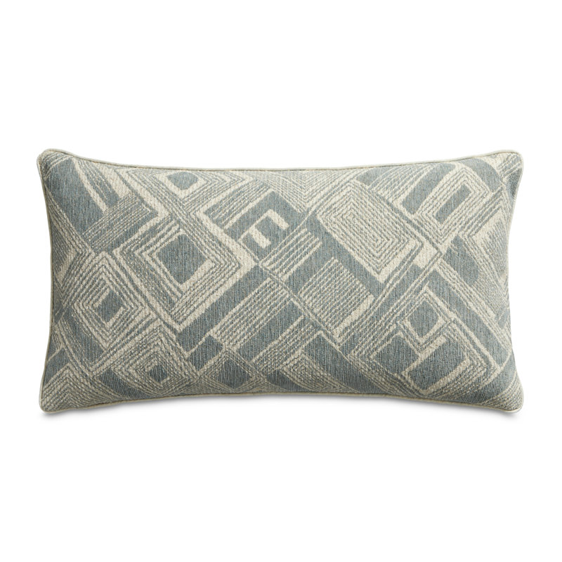 Moro Lumbar Pillow Cover & Insert, Mineral/Ivory Geometric