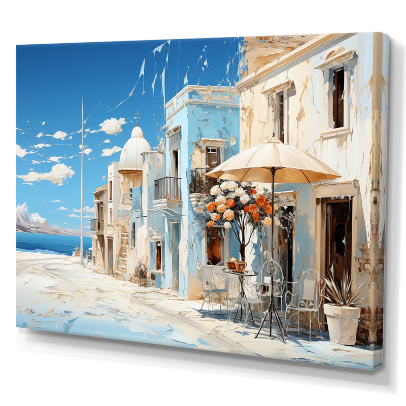 Azure Street en Grèce, H 30 po x l 40 po x P 1,5 po, Toile tendue