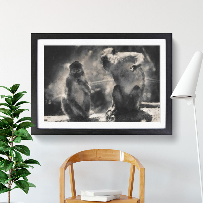 Mountain Monkeys - Framed Print, Black Framed, 27cm H x 36cm W x 2cm D