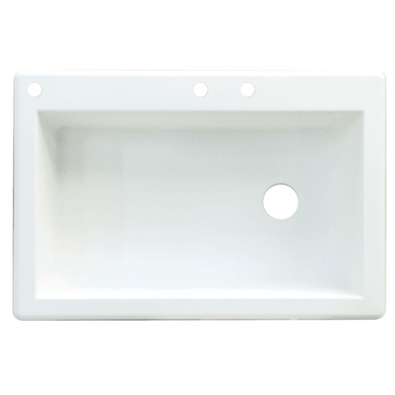 Radius 33'' L Single Bowl Granite Kitchen Sink, White, 3 hole