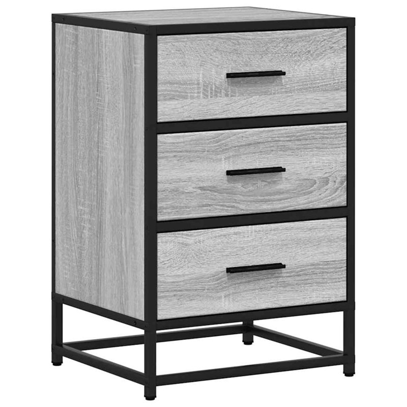 40cm W Metal Bedside Table, Grey Sonoma