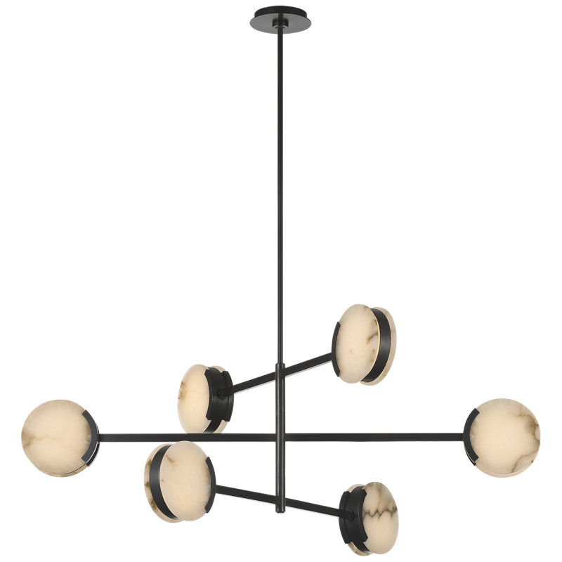 Kelly Wearstler Melange 48" Multi-Positional Chandelier with Alabaster, Bronze