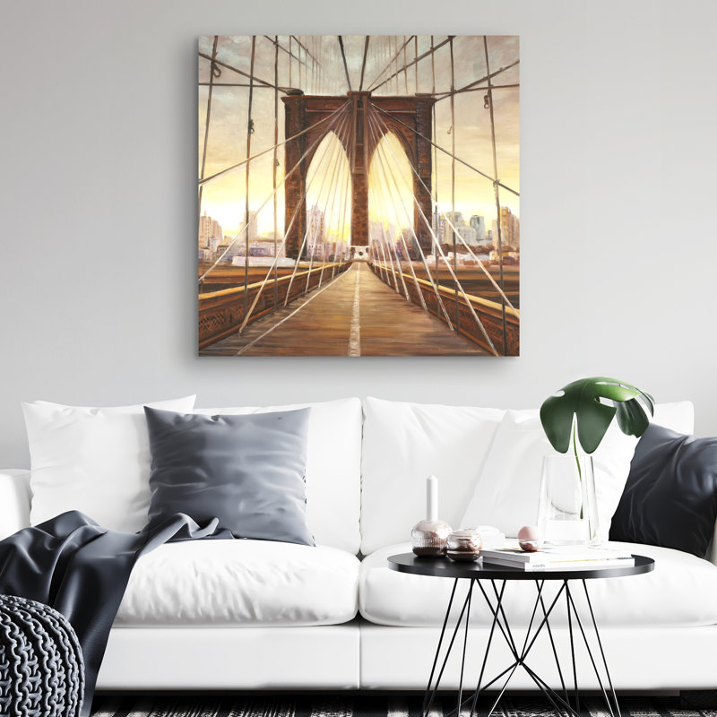 Sunset on the brooklyn bridge - 32"x32" art on canvas