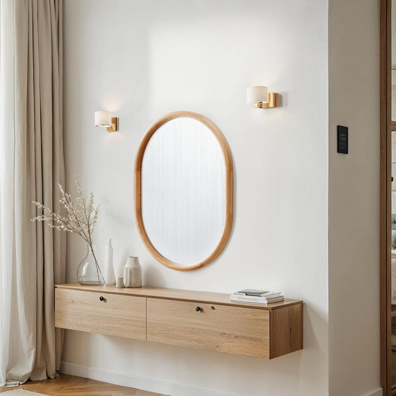 Solid Wood Oval Mirror