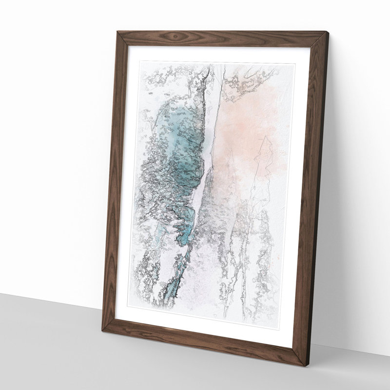 Rainbow Beach in Brisbane Australia 1 Piece Single Picture Frame Painting on MDF, 45cm H x 33cm W x 2cm D, Walnut Framed
