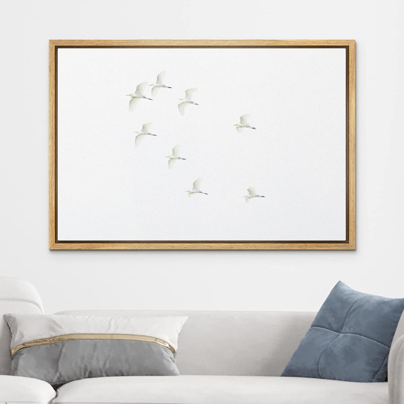 Animaux bicolores oiseaux gris blancs volant dans le ciel, Cadre naturel, H 24 po x l 36 po x P 1,5 po