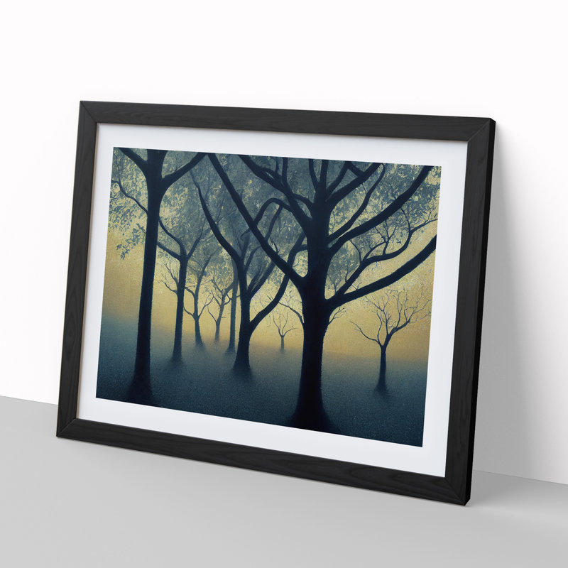 Harmonious Tree Forest - Single Picture Frame Print, Black, 46cm H x 64cm W x 2cm D