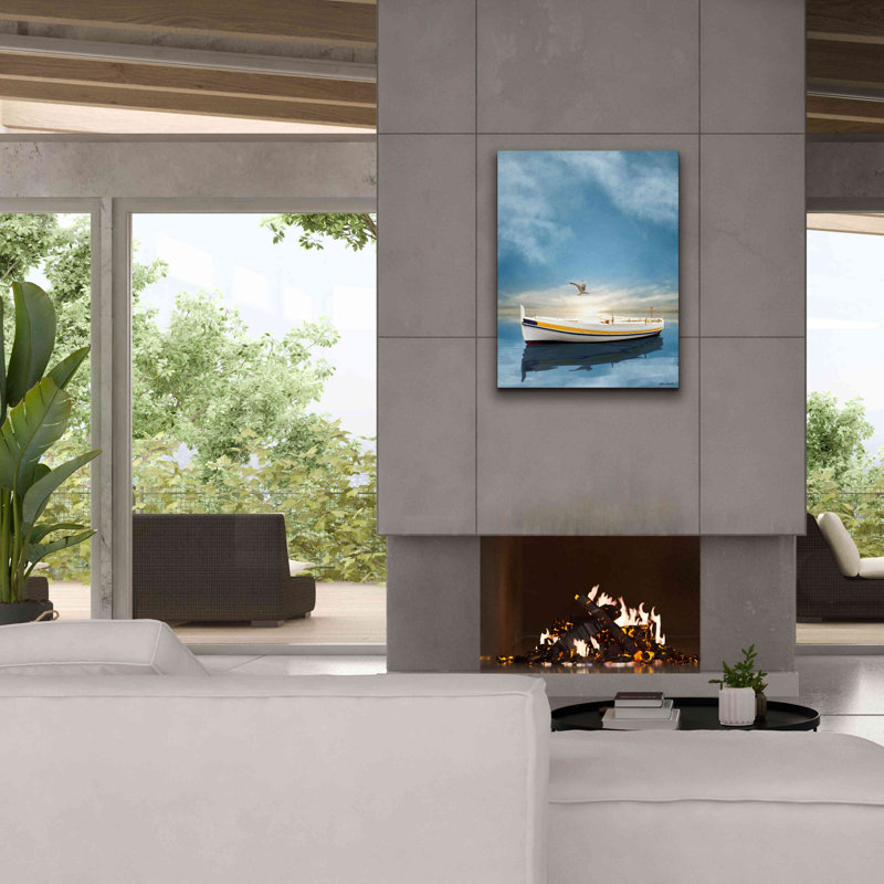 «Abreu The White Boat In The Sunset» sur toile par Carlos Casamayor, H 34 po x l 26 po x P 1,5 po