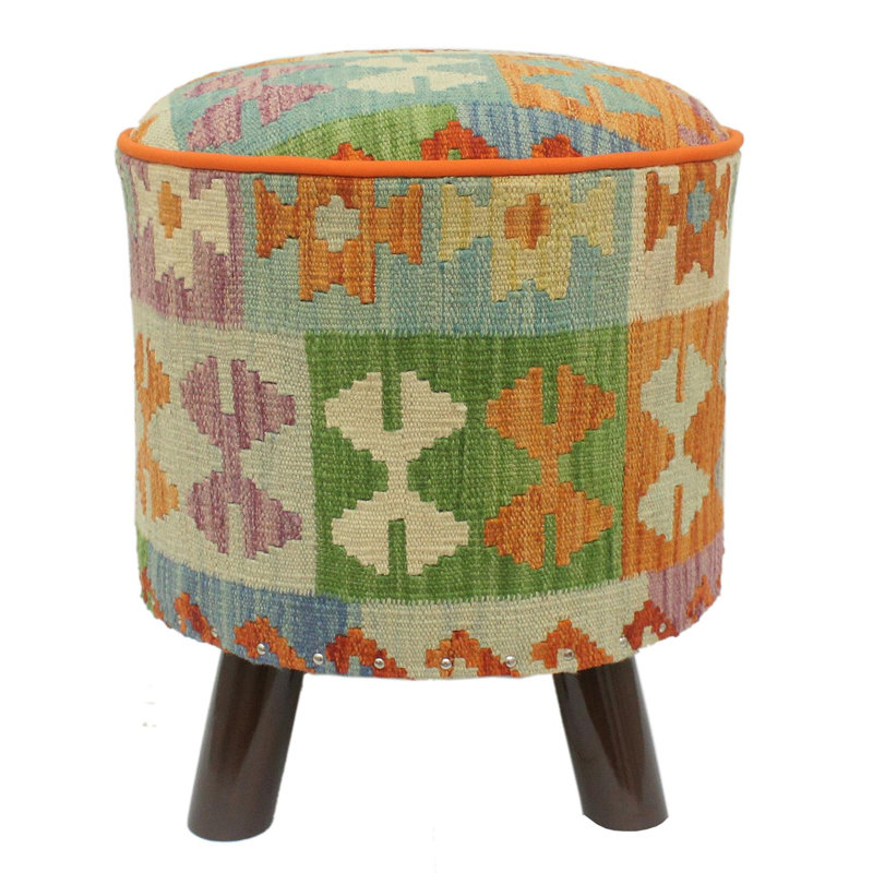 Anautica Upholstered Ottoman, Boho Chic Becker Rust Wool