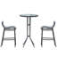 Ensemble de 3 chaises d'extérieur à hauteur de bar avec chaises en filet confortables et table en verre trempé pour une utilisation durable par tous les temps