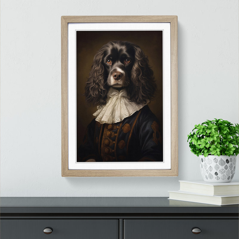 Cocker Spaniel Classicism 1 Piece Single Picture Frame Wall Art, 46cm H x 34cm W x 2cm D, Oak Framed
