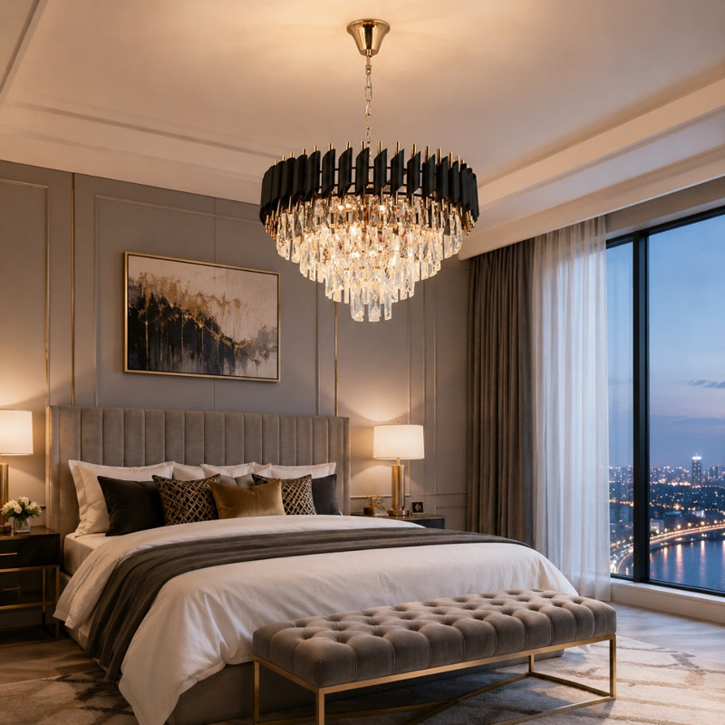 9 - Light Chandelier, Matte Black