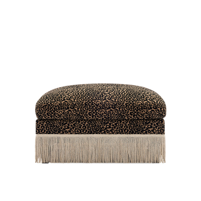 Ottoman Leopard Chenille, Black/Brown