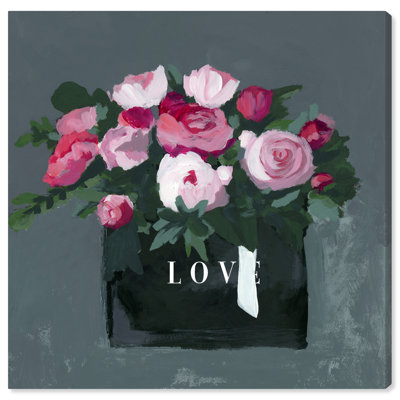 «Fashion and Glam Love Pink Bouquet Glam», reproduction d'art sur toile
