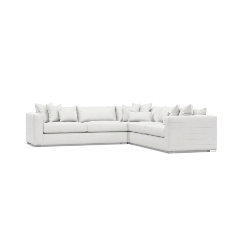 Sectional, White Polyester Blend, 32.5" H x 120.5" W x 120.5" D