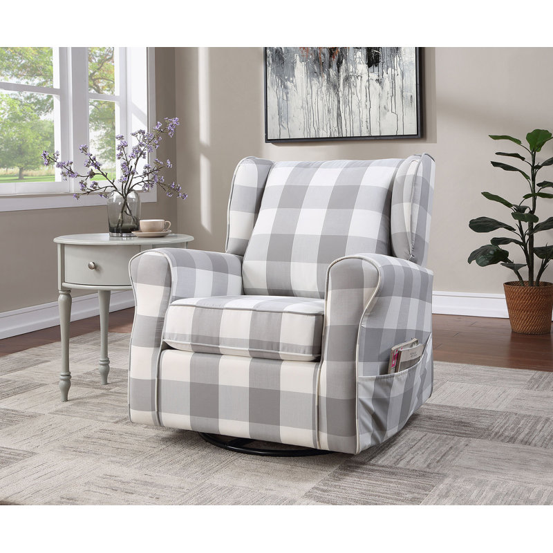 Fauteuil coulissant gris et blanc en tissu avec pivot