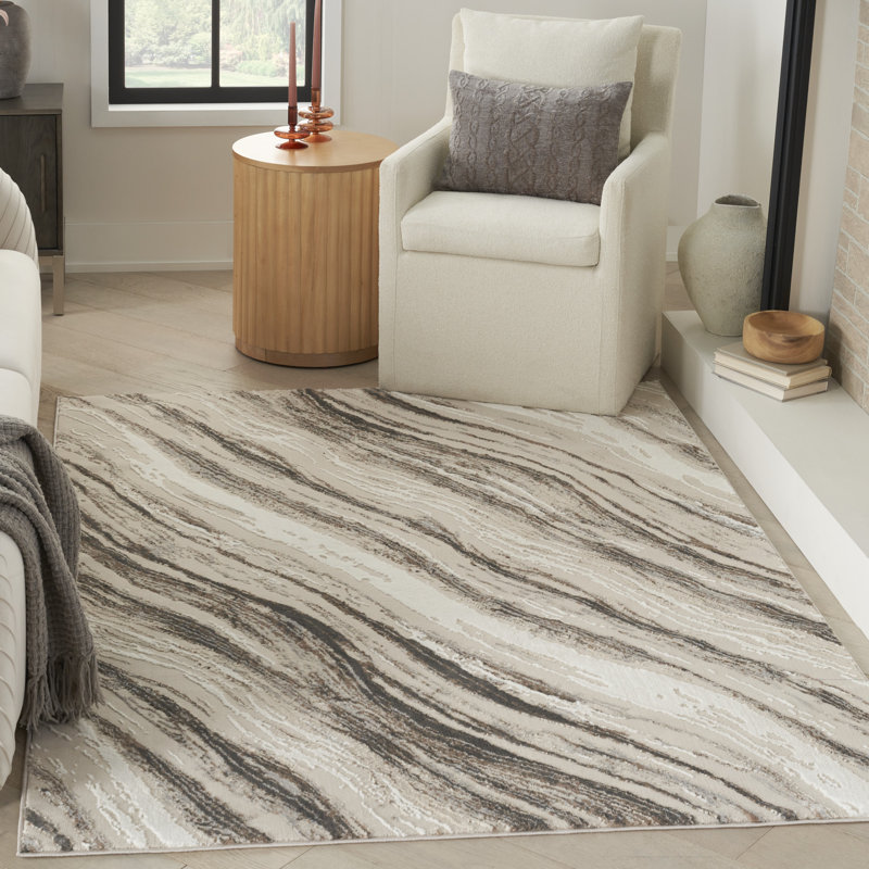 Barric Modern Marble Sustainable Woven Area Rug, Rectangle 6' x 9'