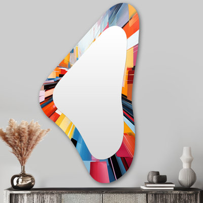 Colourful Cubism Spiral Of Speed I - Abstract Collages Metal Art Decor - Modern Irregular Wall Mirror